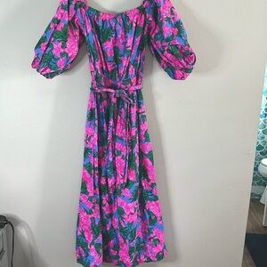 Lilly Pulitzer Shawnlee elbow off shoulder midi dress